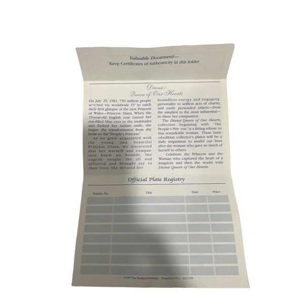 Vintage Limited Edition Princess Diana Bradford Exchange - Picture 7 of 9